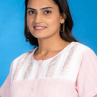 Taniqsh Pink Cotton Long Nighty