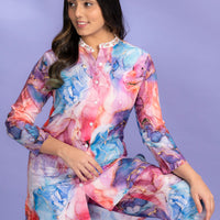 Love Bind Blue Rayon Shirt Pyjama Set