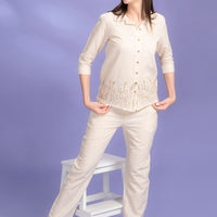 Daisy World Yellow Rayon Shirt - Pyjama Set