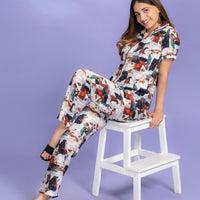 Mirena Blue Rayon Shirt Pyjama Set