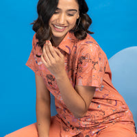 Kito Vibe Brick Cotton Top With Pyjama Set