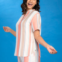 Coral Binate Coral Cotton Top - Shorts Set