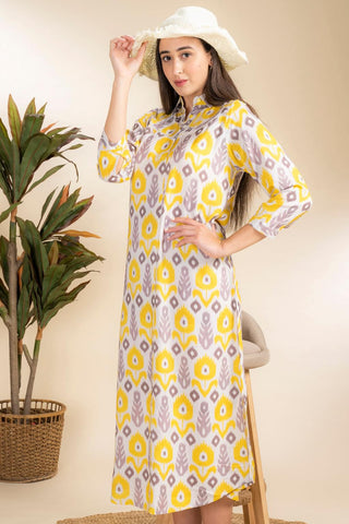 Amirah Yellow Rayon Shirt Dress