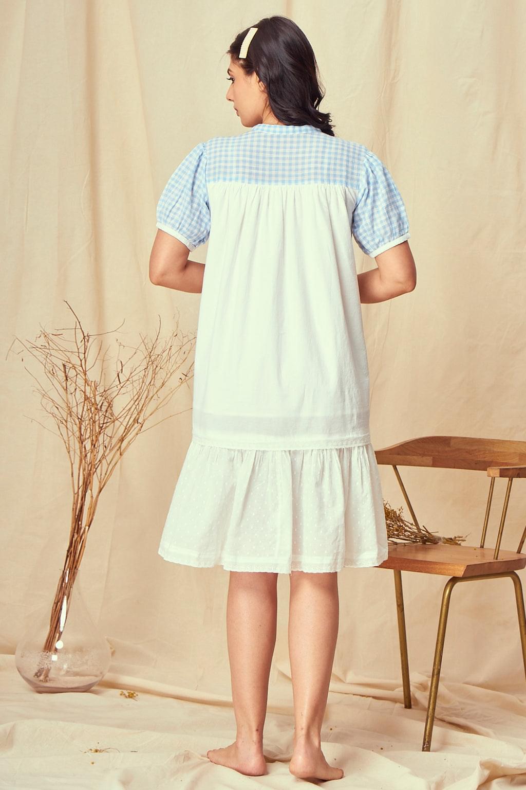 Anatose White Cotton Short Dress