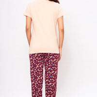 Dillies Knitted cotton Peach T-Shirt - Pyjama set