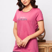 Prairie Knitted cotton Pink T-Shirt - Pyjama set