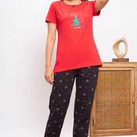 Brunette Knitted cotton Rust T-Shirt - Pyjama set