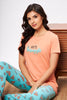 Coral Mint Knitted cotton Peach T-Shirt - Pyjama set