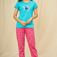 Blue flake Knitted cotton Sage T-Shirt - Pyjama set
