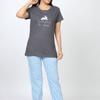 Misty blues Knitted cotton Grey T-Shirt - Pyjama set