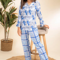 Bluemious You Blue Rayon Shirt Pyjama Set