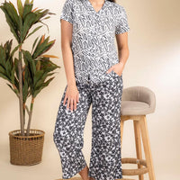 B & B Troupe Black Rayon Shirt Pyjama Set
