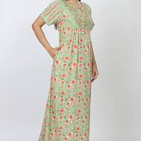 Pansy Rayon Green Long Nighty