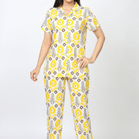 Maize Rayon Yellow Shirt - Pyjama Set