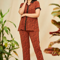 coco mousse Rayon Brown Shirt - Pyjama set