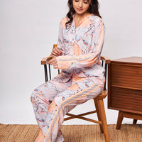 Celosia Rayon Peach Shirt - Pyjama Set