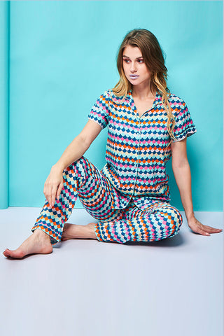 Blend Story Rayon Multi Color Shirt - Pyjama Set
