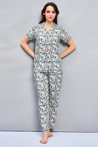 Triange Mingle Rayon Black Shirt - Pyjama Set