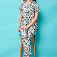 Triange Mingle Rayon Black Shirt - Pyjama Set