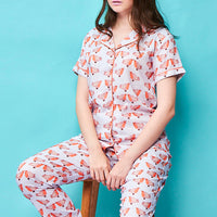 Lone Smitten Rayon Lilac Shirt - Pyjama Set