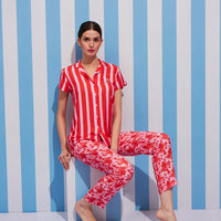 Chromic Love Red Rayon Shirt - Pyjama Set