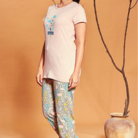 Sepal Pink Knitted Cotton T-Shirt - Pyjama