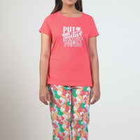Aka Berry Coral Modal T-Shirt - Pyjama Set