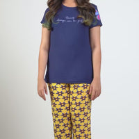 Water Lily Navy Modal T-Shirt - Pyjama Set