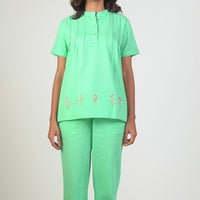 Mint Rose Green Cotton Co-ord  Set
