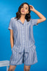 Uniform Fene Blue Rayon Top - Shorts Set