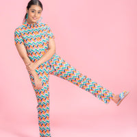 Zig Zag & Back Multi Colour Rayon Shirt Pyjama Set
