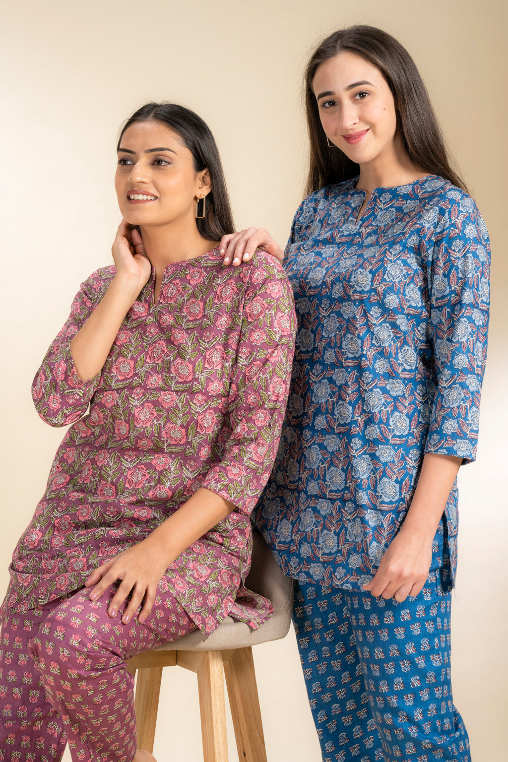Haven Blue Cotton kurta Set