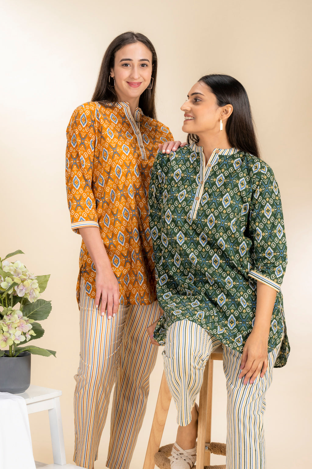 Noa Mustard Cotton kurta Set