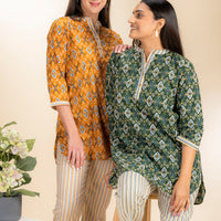 Noa Mustard Cotton kurta Set
