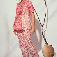 Cordelia Red Cotton Shirt Pyjama Set