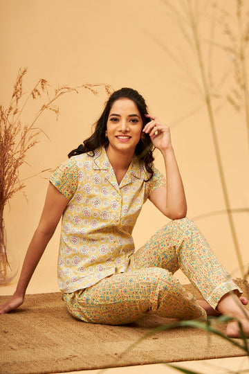Maisie Yellow Cotton Shirt - Pyjama Set