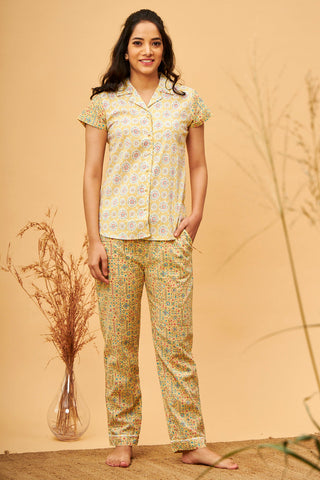 Maisie Yellow Cotton Shirt - Pyjama Set