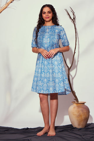 Lazulli Blue Cotton Dress