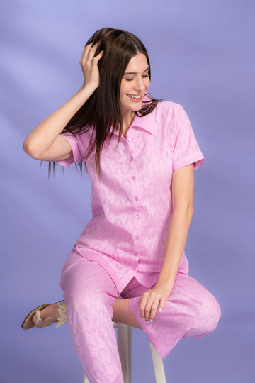 Lilac Spin Lilac Cotton Shirt - Pyjama Set