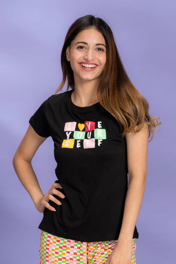 Crispiyana Black Modal Top With Pyjama And Shorts Set