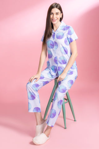 Unicon Skin Lilac Rayon Shirt - Pyjama Set