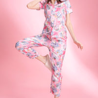 Lychee Male Pink Rayon Shirt Pyjama Set