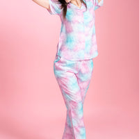 Rainbow Beauty Pink Rayon Shirt Pyjama Set