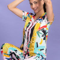 Jade Vibe Black Rayon Shirt  Pyjama Set