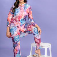Love Bind Blue Rayon Shirt Pyjama Set