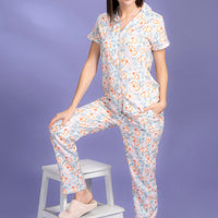 Dreamy Eyes Blue Rayon Shirt Pyjama Set