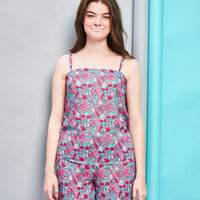 Smart Treats Pink Rayon Top With Pyjama And Shorts Set
