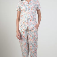 Dreamy Eyes Blue Rayon Shirt Pyjama Set