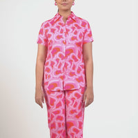 All Hearts Pink Rayon Shirt Pyjama Set