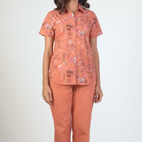 Kito Vibe Brick Cotton Top With Pyjama Set
